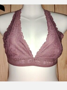 PINK Victoria's Secret Mauve Lace Halter Bralette